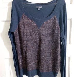 Navy + gold glitter crew neck sweater